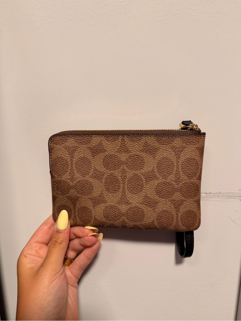 Coach Brown Signature Canvas Wristlet with Black Stripe - Picture 2 of 2